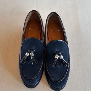 Donald J. Pliner Blue Suede Tassel Loafers